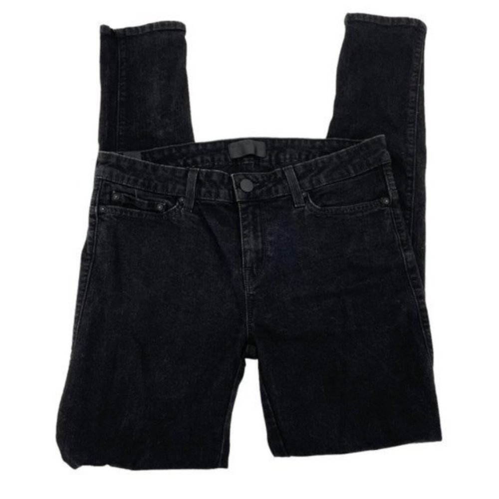 Vince 5 Pocket Moto Jeans Washed Black Zip Ankle Skinny Stretch Cotton size 30